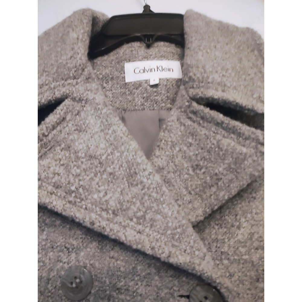 CALVIN KLEIN Size 6 Pea Coat Wool Blend Preppy Academia Quiet Luxury Timeless